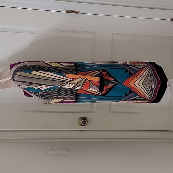 Etcetera, Size 2 Geometric / Art Deco Design 3/4 Sleeve Dress, Front Zipper, EUC - Picture 3 of 10